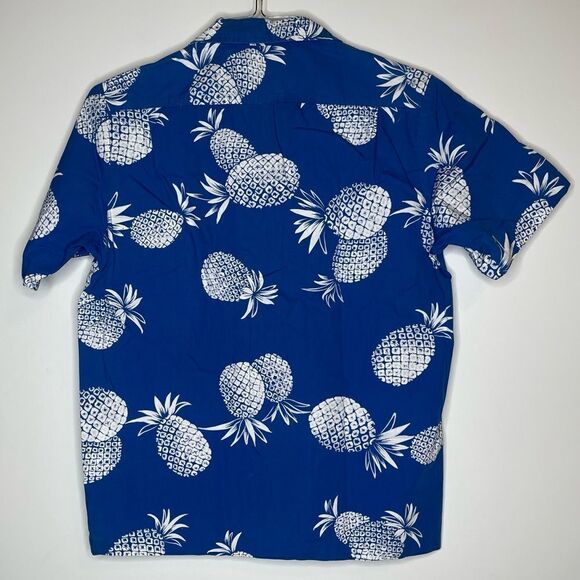 Cooke Street Blue-White Tropical Floral SS Button Shirt in Size Medium - Picture 3 of 8